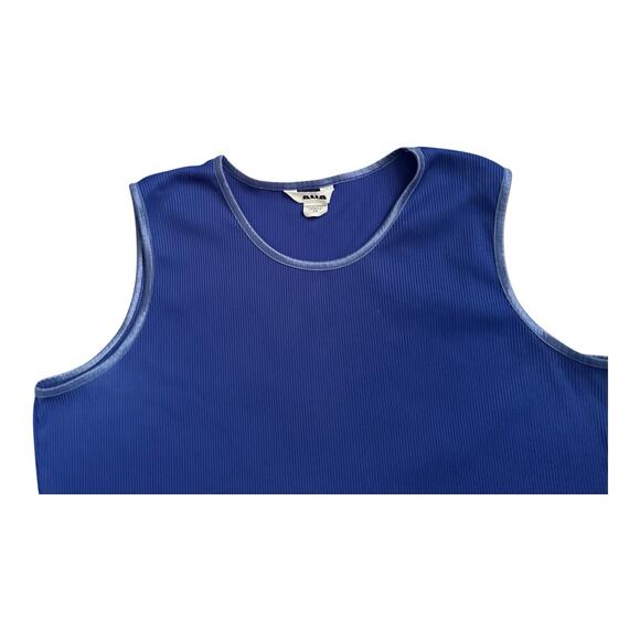 ALIA Womens Plus Size 3X Blue Polyester Rib Sleeveless Stretch Tank Top Shirt - Picture 3 of 4